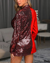 Load image into Gallery viewer, Half Sequin Blazer Mini Dress