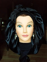 Charger l'image dans la galerie, Luxury Jumbo Satin Silk Bonnet with Wide Stretch Tie, Single Lined
