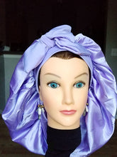 Load image into Gallery viewer, Luxury Jumbo Satin Silk Bonnet with Wide Stretch Tie, Single Lined