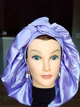 Charger l'image dans la galerie, Luxury Jumbo Satin Silk Bonnet with Wide Stretch Tie, Single Lined