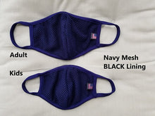 Charger l'image dans la galerie, Cooling Mesh Masks for Kids and Adults, Washable, black face mask, Breathable, Reusable face mask 1 or 2 Layers Face Covering,Made in USA