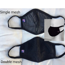 Charger l'image dans la galerie, Cooling Mesh Masks for Kids and Adults, Washable, black face mask, Breathable, Reusable face mask 1 or 2 Layers Face Covering,Made in USA