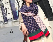 Charger l'image dans la galerie, CC Letter Print Winter Cashmere Reversible Side Unisex Scarf