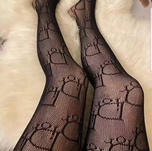Charger l'image dans la galerie, Black Interlocking Monogram Fishnet Tights