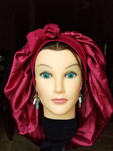 Charger l'image dans la galerie, Luxury Jumbo Satin Silk Bonnet with Wide Stretch Tie, Single Lined