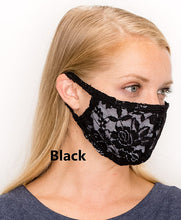 Charger l'image dans la galerie, Cooling Lace Masks , Washable, Breathable, Reusable Single or Double Layers Face Covering, Made in USA