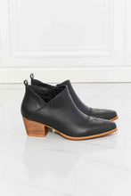 Load image into Gallery viewer, MMShoes Trust Yourself Embroidered Crossover Cowboy Bootie in Black