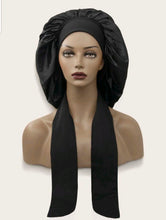Charger l'image dans la galerie, Luxury Jumbo Satin Silk Bonnet with Wide Stretch Tie, Single Lined