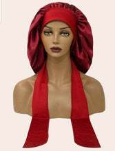 Charger l'image dans la galerie, Luxury Jumbo Satin Silk Bonnet with Wide Stretch Tie, Single Lined