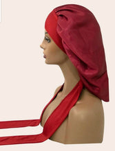 Charger l'image dans la galerie, Luxury Jumbo Satin Silk Bonnet with Wide Stretch Tie, Single Lined