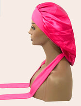 Charger l'image dans la galerie, Luxury Jumbo Satin Silk Bonnet with Wide Stretch Tie, Single Lined