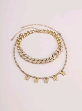 Charger l'image dans la galerie, 2pcs Rhinestone Butterfly Pendant Necklace