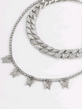 Charger l'image dans la galerie, 2pcs Rhinestone Butterfly Pendant Necklace
