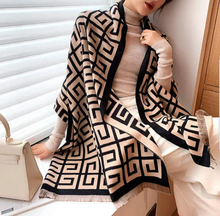 Charger l'image dans la galerie, Letter Print Cashmere Winter Shawl, Reversible Side Unisex
