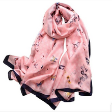 Load image into Gallery viewer, Satin Silk Scarf Women Fashion Shawl Flower Prints Silky Wraps 180x90cm, Women head Hijab, Head Wrap