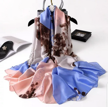 Load image into Gallery viewer, Satin Silk Scarf Women Fashion Colorful Prints Silky Wraps 180x90cm, Women head Hijab, Head Wrap, Gift for Her