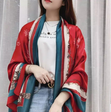 Load image into Gallery viewer, Satin Silk Scarf Women Fashion Shawl Anchor Prints Silky Wraps 180x90cm, Women head Hijab, Head Wrap