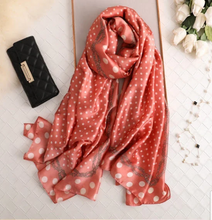 Load image into Gallery viewer, Satin Silk Scarf Women Fashion Shawl Polka Dots Prints Silky Wraps 180x90cm, Women head Hijab, Head Wrap