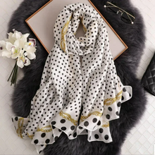 Load image into Gallery viewer, Satin Silk Scarf Women Fashion Shawl Polka Dots Prints Silky Wraps 180x90cm, Women head Hijab, Head Wrap
