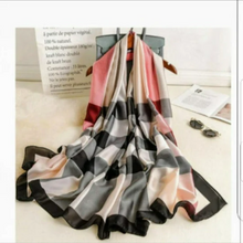 Charger l'image dans la galerie, Satin Silk Scarf, Fashion Shawl Silky Wraps 180x90cm, Women head Hijab, Head Wrap