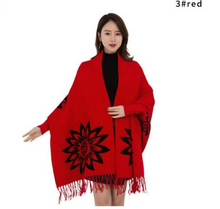 Charger l'image dans la galerie, Women Floral Reversible Side Winter Poncho