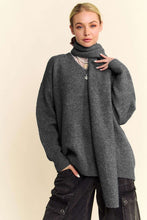 Cargar imagen en el visor de la galería, Davi &amp; Dani V-Neck Dropped Shoulder Sweater with Scarf Set