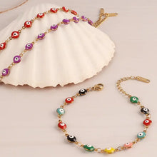 Cargar imagen en el visor de la galería, 1pc Stainless steel enamel Turkish bracelet for women Colorful evil eyes charm bracelet jewelry gift for women