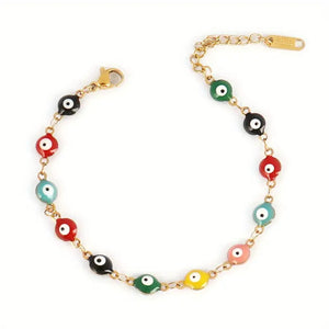 1pc Stainless steel enamel Turkish bracelet for women Colorful evil eyes charm bracelet jewelry gift for women