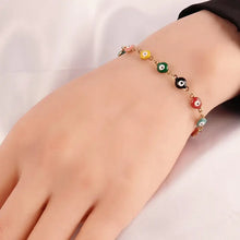 Cargar imagen en el visor de la galería, 1pc Stainless steel enamel Turkish bracelet for women Colorful evil eyes charm bracelet jewelry gift for women