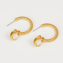 Charger l&#39;image dans la galerie, Rope Cat&#39;s Eye Stone C-Hoop Earrings