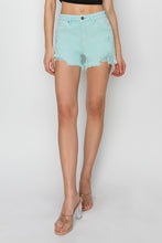 Cargar imagen en el visor de la galería, RISEN Mid Waist Frayed Hem Denim Shorts