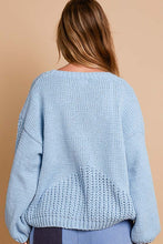 Load image into Gallery viewer, Crochet Flower Round Neck Dropped Shoulder Sweater