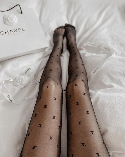 Double C Letter 3D Print Tights