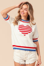 Cargar imagen en el visor de la galería, BiBi US Flag Theme Striped Heart Sweater