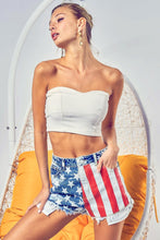 Cargar imagen en el visor de la galería, BiBi US Flag Theme Bleached Denim Shorts