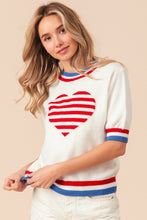 Cargar imagen en el visor de la galería, BiBi US Flag Theme Striped Heart Sweater