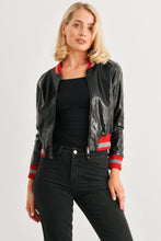 Load image into Gallery viewer, Comme PU Leather Baseball Collar Long Sleeve Jacket