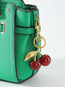 Large Shiny Charm Cherry Keychain