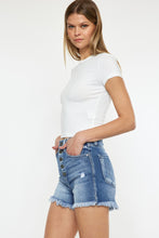 Cargar imagen en el visor de la galería, Kancan Button Fly High Rise Raw Hem Denim Shorts