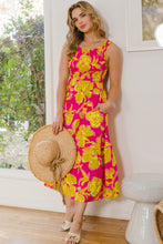 Cargar imagen en el visor de la galería, ODDI Full Size Floral Smocked Ruffled Midi Dress