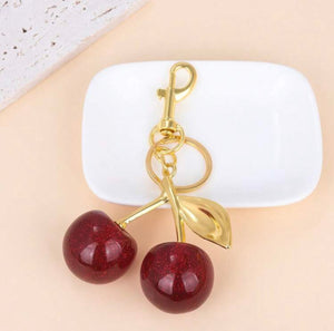 Large Shiny Charm Cherry Keychain