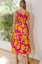 Cargar imagen en el visor de la galería, ODDI Full Size Floral Smocked Ruffled Midi Dress