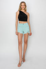 Cargar imagen en el visor de la galería, RISEN Mid Waist Frayed Hem Denim Shorts