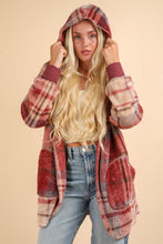 Load image into Gallery viewer, VERY J Fuzzy Plaid Long Sleeve Hooded Jacket