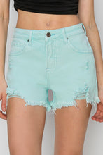 Cargar imagen en el visor de la galería, RISEN Mid Waist Frayed Hem Denim Shorts