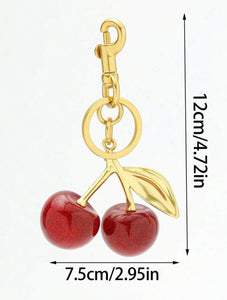 Large Shiny Charm Cherry Keychain