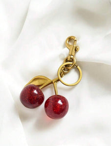 Large Shiny Charm Cherry Keychain