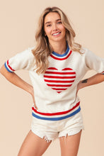 Cargar imagen en el visor de la galería, BiBi US Flag Theme Striped Heart Sweater