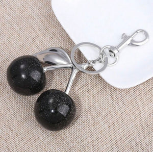 Large Shiny Charm Cherry Keychain