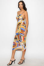 Charger l&#39;image dans la galerie, Crossed Back Marble Print Multicolor Midi Dress